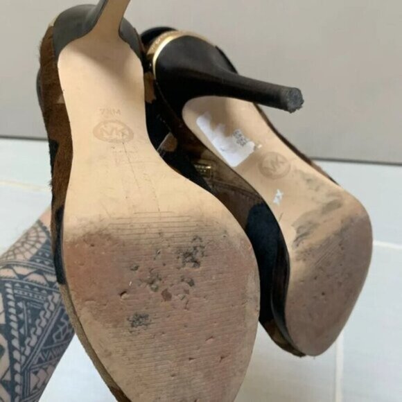 Michael Kors Kendra Calf-Hair Bootie Heels Camo Print 7.5 - Picture 7 of 14